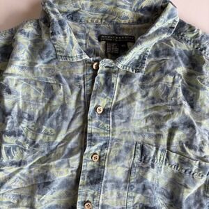 Royal Robbins Men's XXL Blue Linen Blend‎ Short Sleeve Button Up Shirt Hawaiin